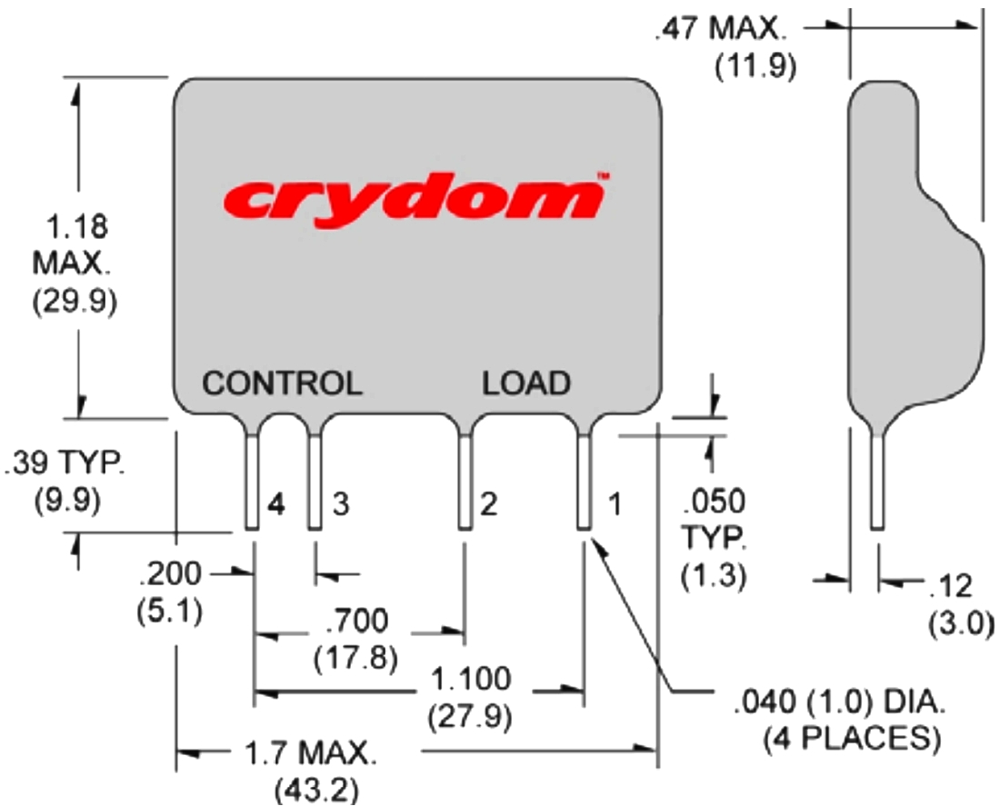 ממסר מצב מוצק למעגל מודפס CRYDON SSR D2W203F